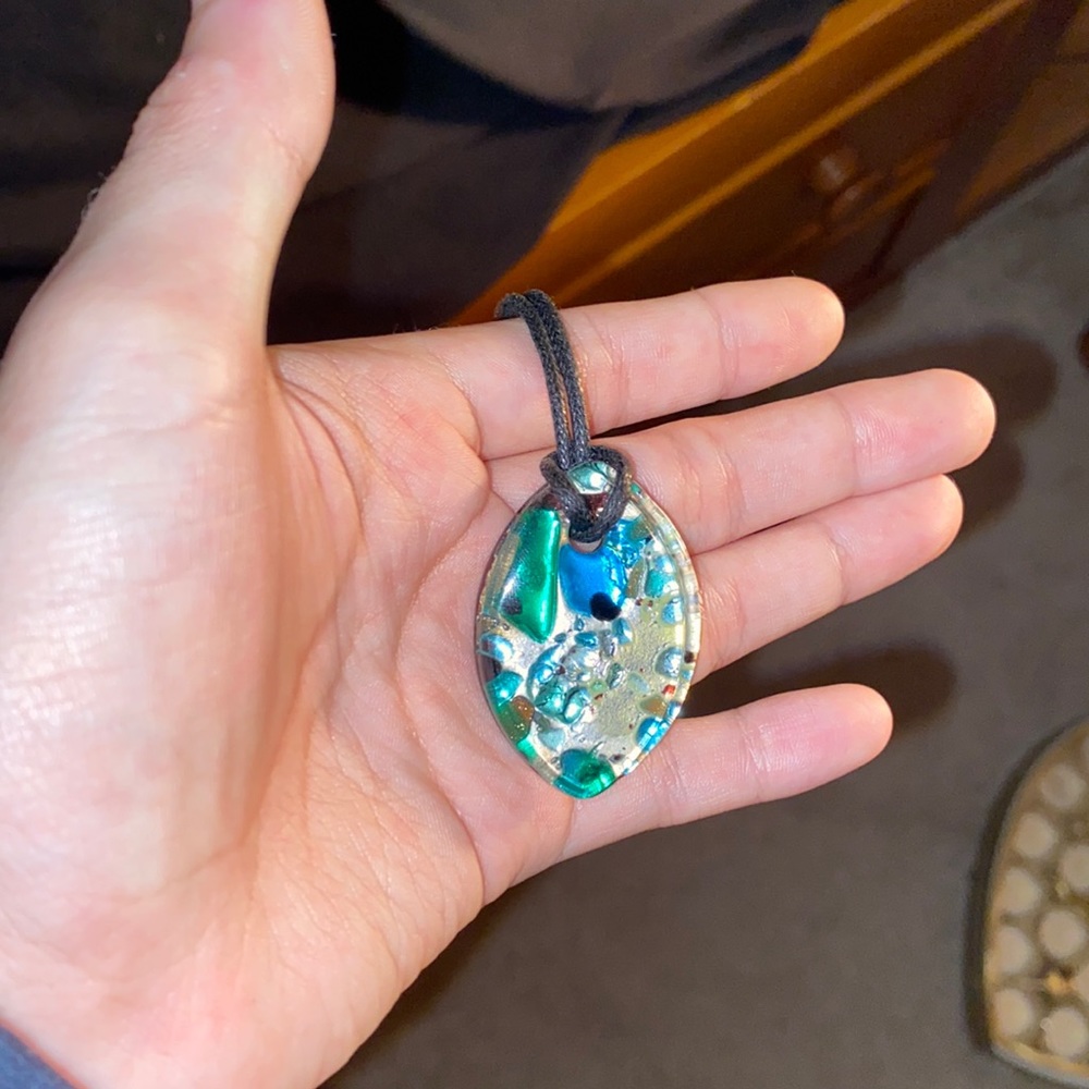 Lobster clasp Glass pendant necklace
